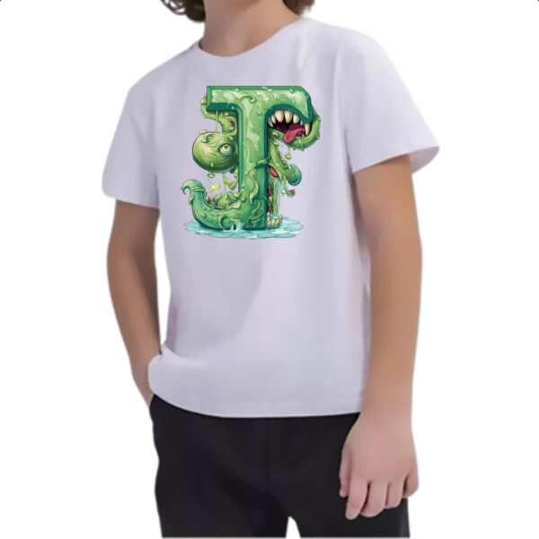 Camiseta Infanto Juvenil Zumbi Alfabeto Letra J - Imagem 2
