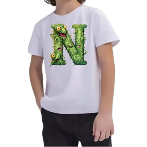 Camiseta Infanto Juvenil Zumbi Alfabeto Letra N - Imagem 2