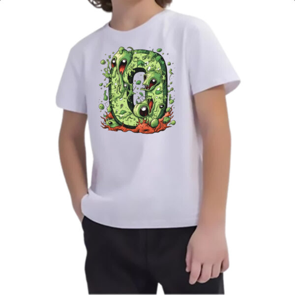 Camiseta Infanto Juvenil Zumbi Alfabeto Letra O - Imagem 2