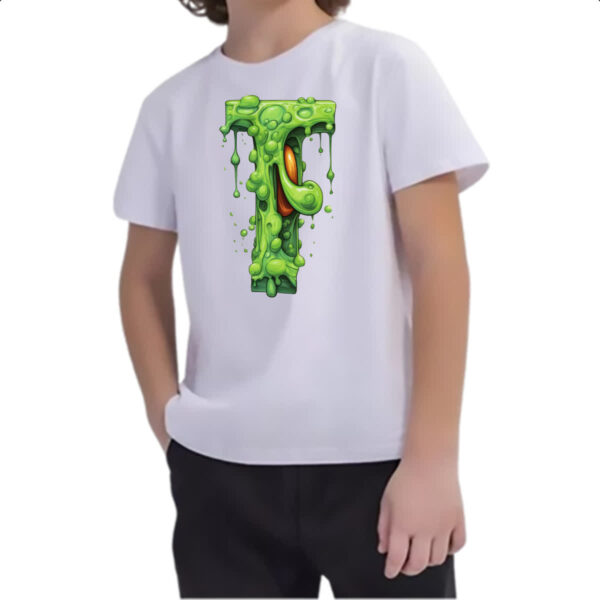 Camiseta Infanto Juvenil Zumbi Alfabeto Letra T - Imagem 2