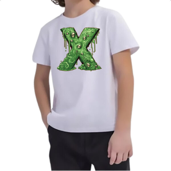 Camiseta Infanto Juvenil Zumbi Alfabeto Letra X - Imagem 2
