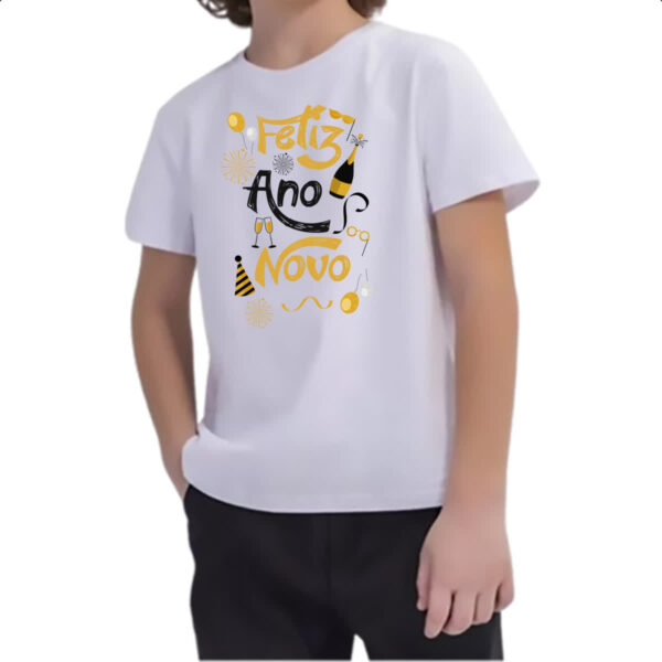 Camiseta Infanto Juvenil Feliz ano novo elementos - Imagem 2