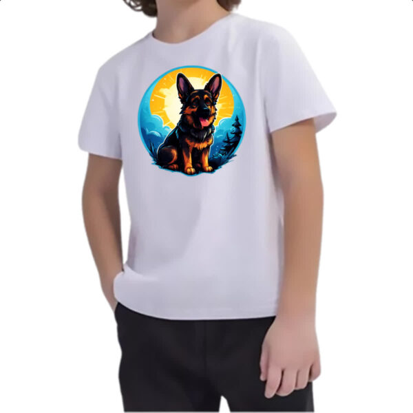 Camiseta Infanto Juvenil Filhote pastor alemao sunset art - Imagem 2