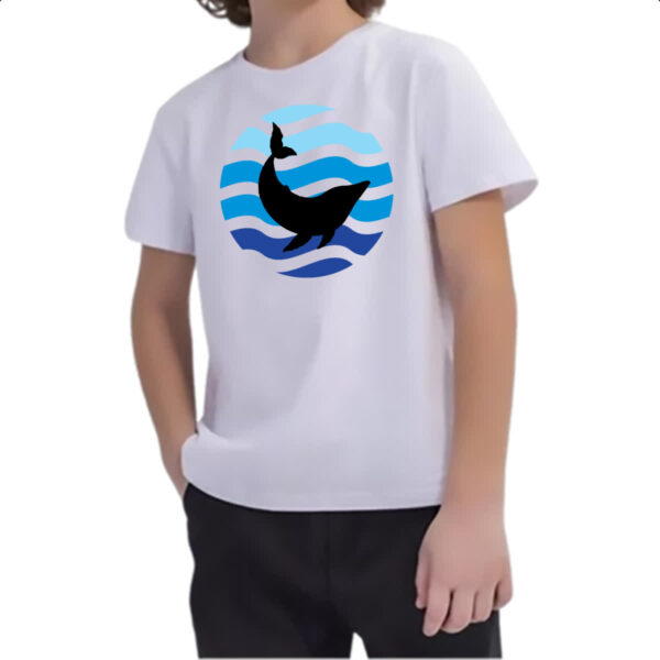 Camiseta Infanto Juvenil Animais marinhos baleia silhueta sunset - Imagem 2