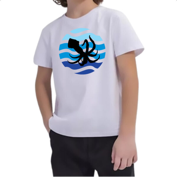 Camiseta Infanto Juvenil Animais marinhos lula silhueta sunset - Imagem 2