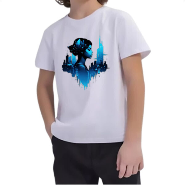 Camiseta Infanto Juvenil Garota futurista silhueta - Imagem 2