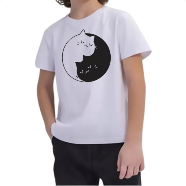 Camiseta Infanto Juvenil Gatinhos Yin Yang - Imagem 2