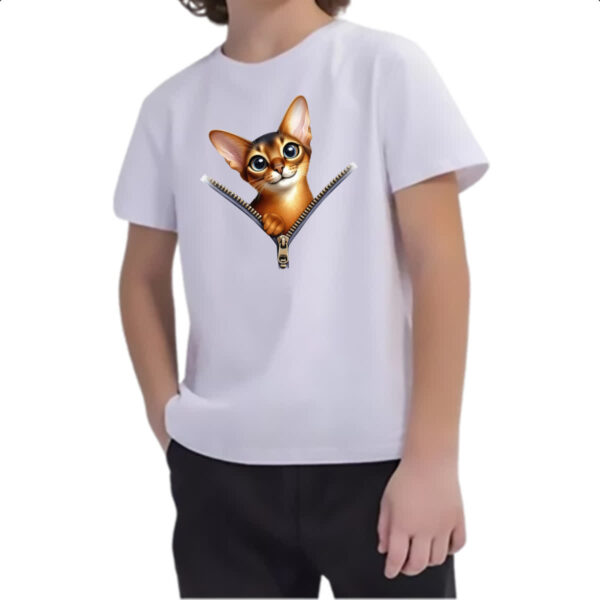 Camiseta Infanto Juvenil Gato Abyssinian no ziper - Imagem 2