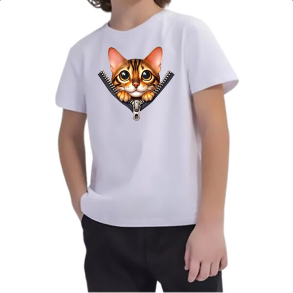 Camiseta Infanto Juvenil Gato de bengala no ziper - Imagem 2