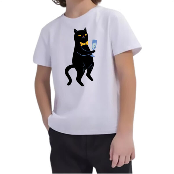 Camiseta Infanto Juvenil Gato drink de peixe - Imagem 2