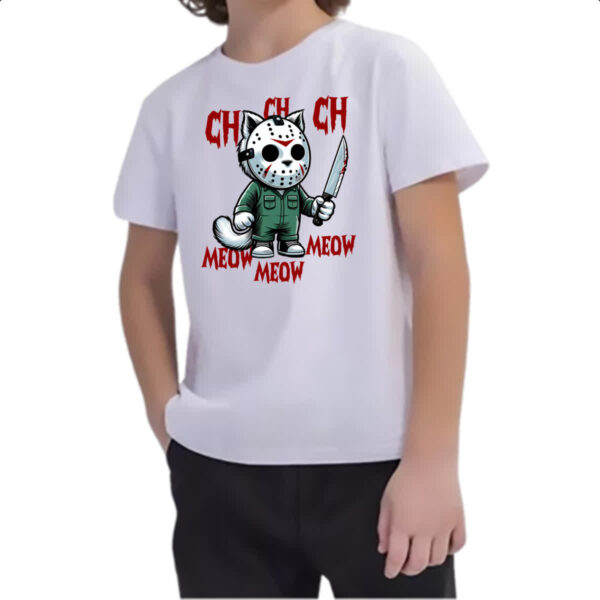 Camiseta Infanto Juvenil Gato Halloween Sexta Feira 13 - Imagem 2