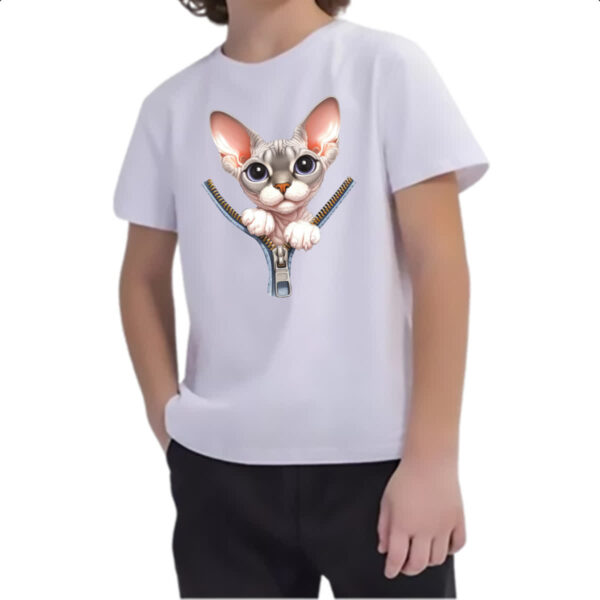Camiseta Infanto Juvenil Gato Sphynx no ziper - Imagem 2