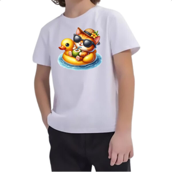 Camiseta Infanto Juvenil Gato na boia - Imagem 2