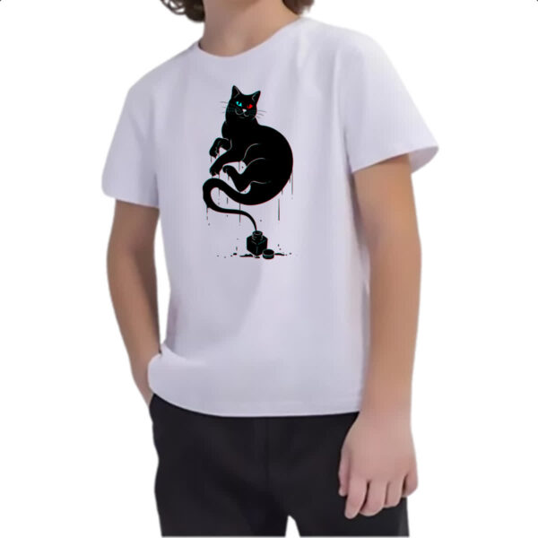 Camiseta Infanto Juvenil Gato na tinta - Imagem 2