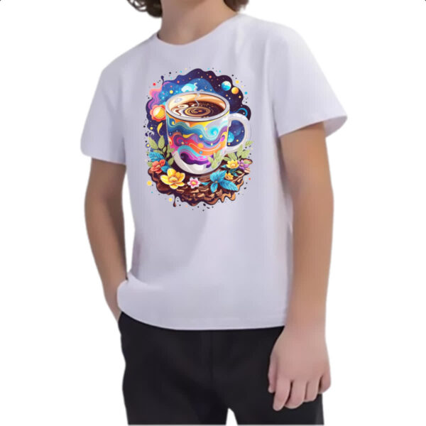 Camiseta Infanto Juvenil Xicara de cafe na galaxia - Imagem 2