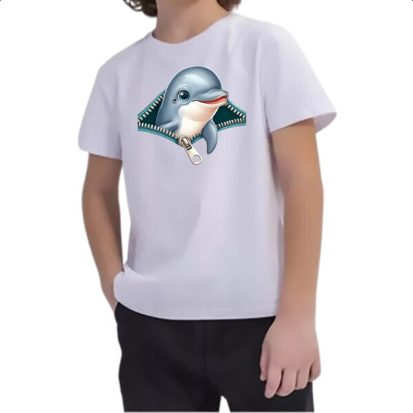 Camiseta Infanto Juvenil Golfinho no ziper - Imagem 2