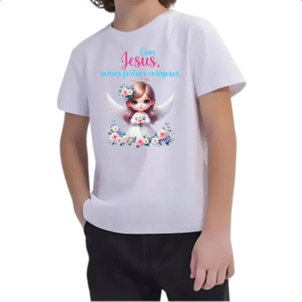 Camiseta Infanto Juvenil Anjo com Jesus - Imagem 2