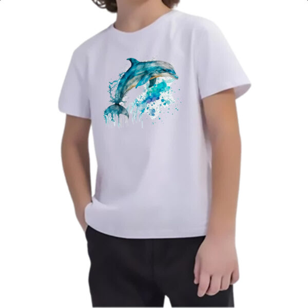 Camiseta Infanto Juvenil Golphinho aquarela 02 - Imagem 2