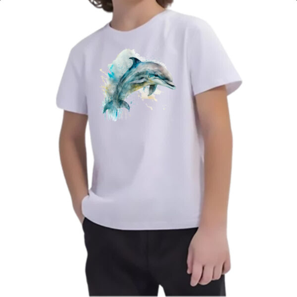 Camiseta Infanto Juvenil Golphinho aquarela 04 - Imagem 2