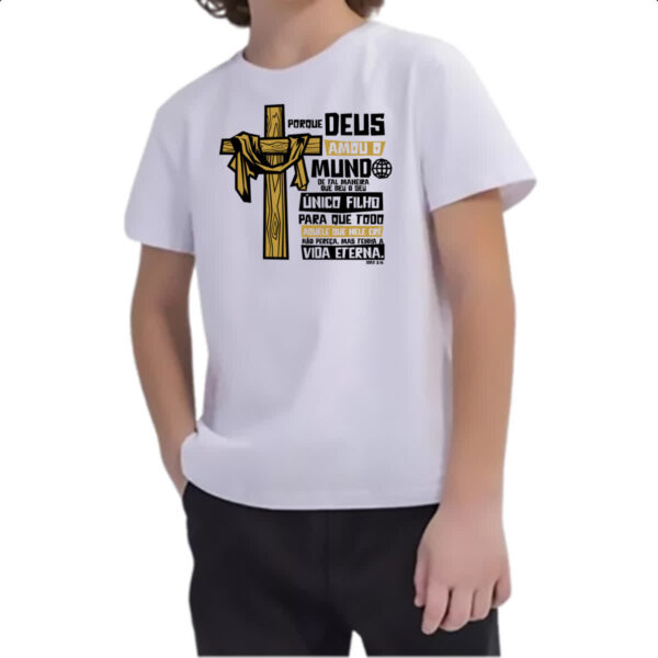 Camiseta Infanto Juvenil Gospel Joao 3.16 - Imagem 2