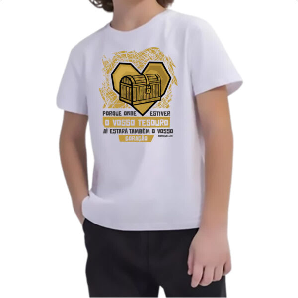 Camiseta Infanto Juvenil Gospel Matheus 6.21 - Imagem 2