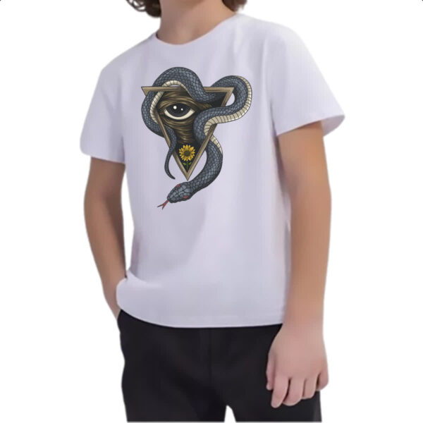 Camiseta Infanto Juvenil Illuminati olho e serpente - Imagem 2