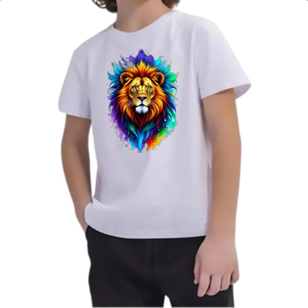 Camiseta Infanto Juvenil Leao de Juda Watercorlor Splash - Imagem 2