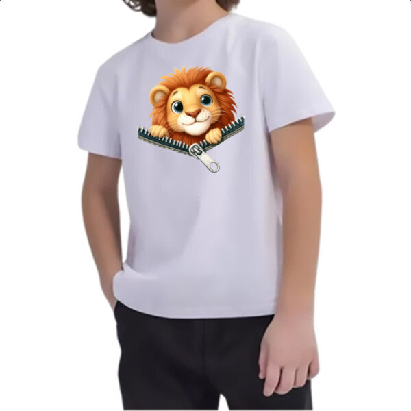 Camiseta Infanto Juvenil Leao no ziper - Imagem 2
