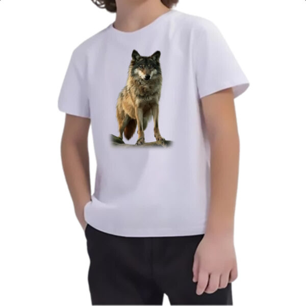 Camiseta Infanto Juvenil Lobo cinza americano - Imagem 2
