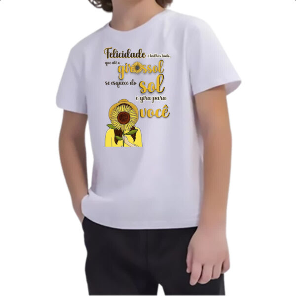 Camiseta Infanto Juvenil Mulher girassol esquece o sol - Imagem 2