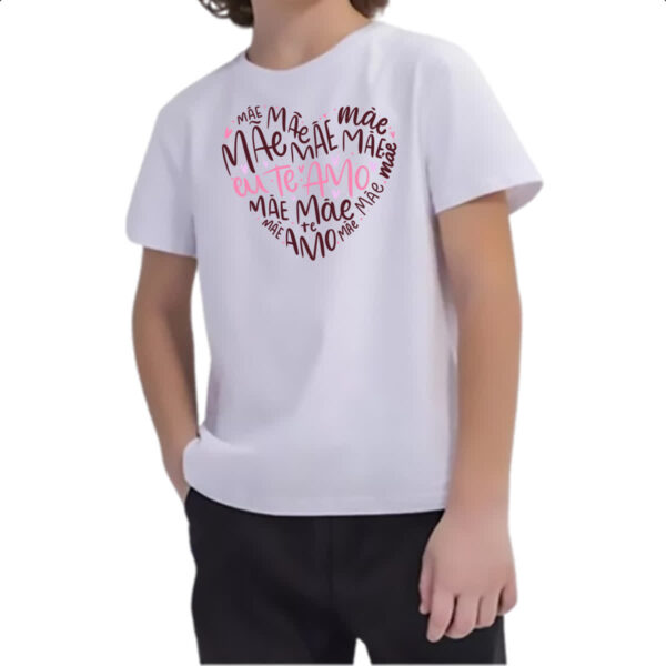 Camiseta Infanto Juvenil Mae coracao palavras te amo - Imagem 2