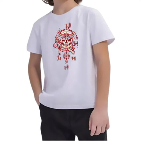 Camiseta Infanto Juvenil Mandala Caveira Indigena - Imagem 2