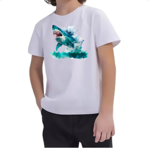 Camiseta Infanto Juvenil Megalodonte aquarela 1 - Imagem 2