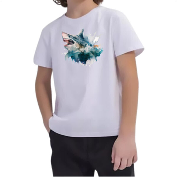 Camiseta Infanto Juvenil Megalodonte aquarela 2 - Imagem 2