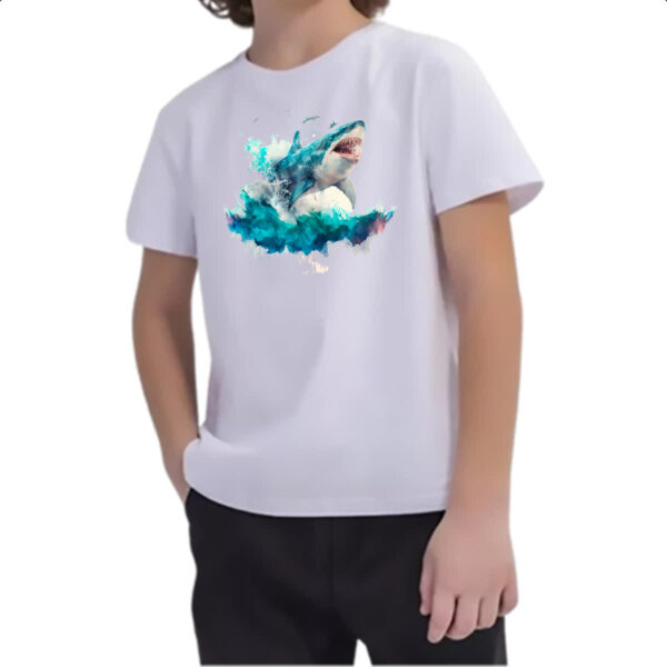 Camiseta Infanto Juvenil Megalodonte aquarela 4 - Imagem 2