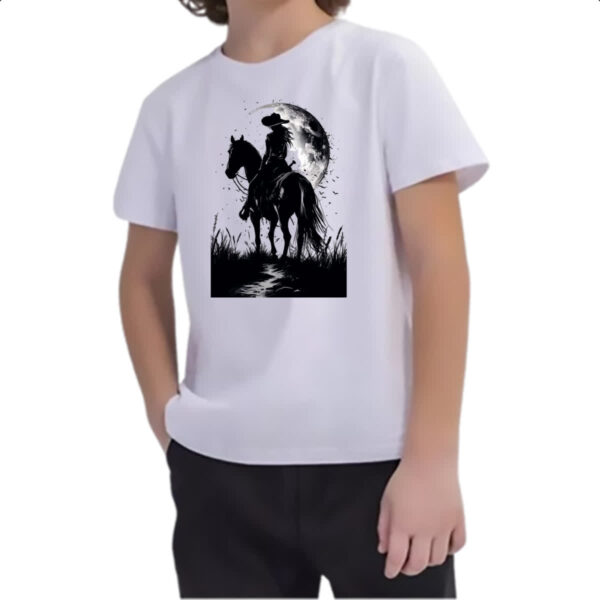 Camiseta Infanto Juvenil Mulher cowgirl sunset PB - Imagem 2