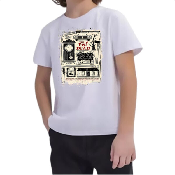 Camiseta Infanto Juvenil Nostalgia A morte do Demonio Elementos - Imagem 2