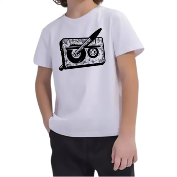 Camiseta Infanto Juvenil Nostalgia Fita K7 e Caneta - Imagem 2