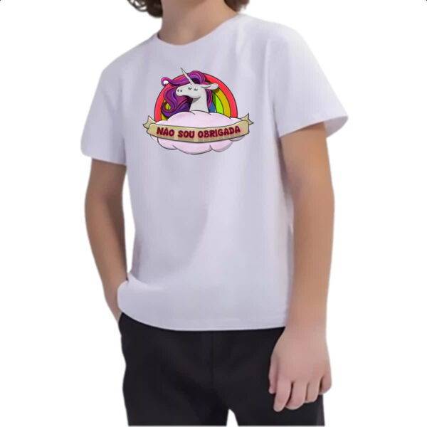 Camiseta Infanto Juvenil Unicornio nao sou obrigada - Imagem 2