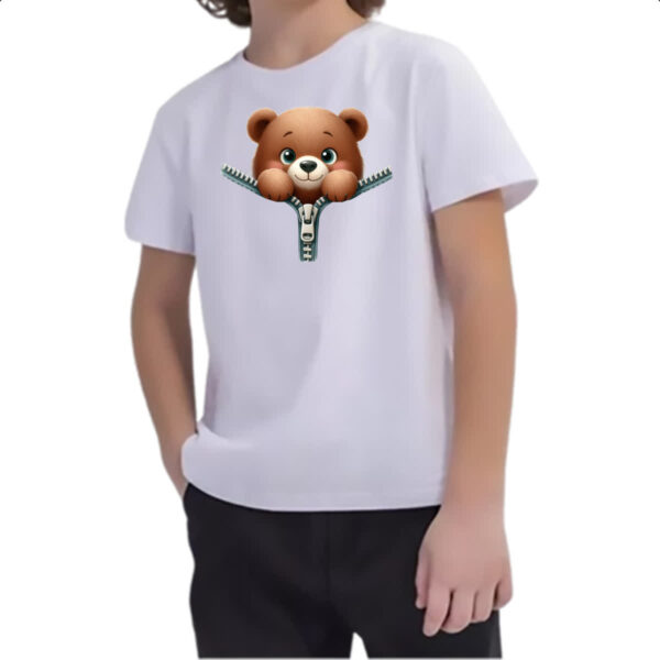 Camiseta Infanto Juvenil Urso no ziper - Imagem 2