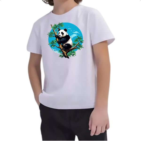 Camiseta Infanto Juvenil Urso panda na arvore - Imagem 2