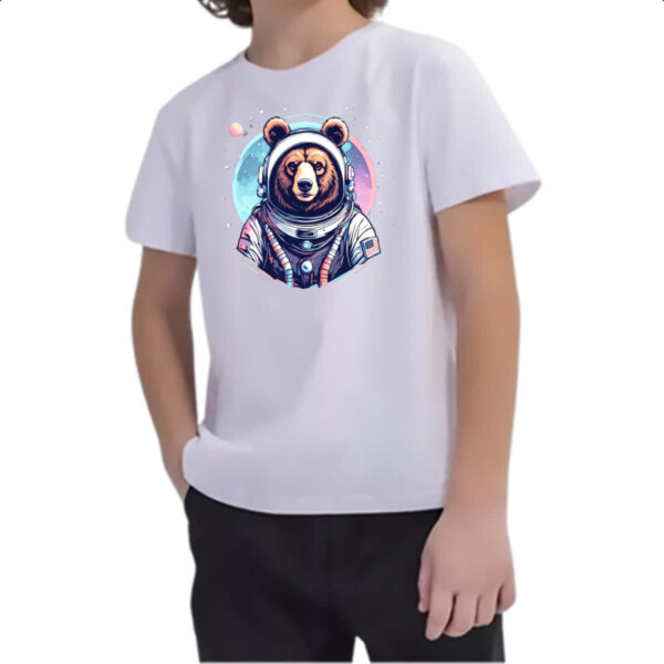 Camiseta Infanto Juvenil Urso pardo astronauta - Imagem 2