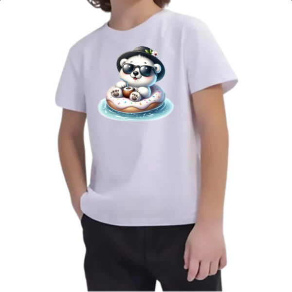Camiseta Infanto Juvenil Urso polar na boia - Imagem 2