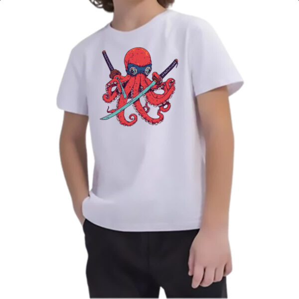 Camiseta Infanto Juvenil Octopus samurai - Imagem 2