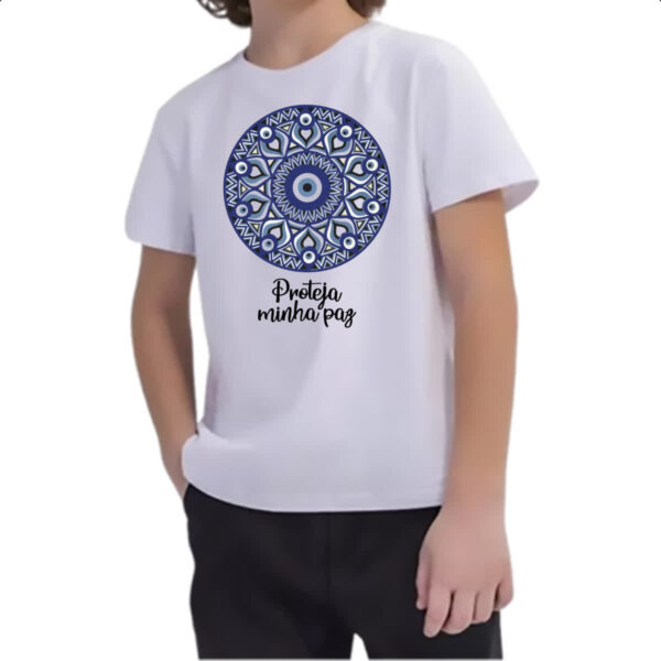 Camiseta Infanto Juvenil Olho grego proteja minha paz - Imagem 2