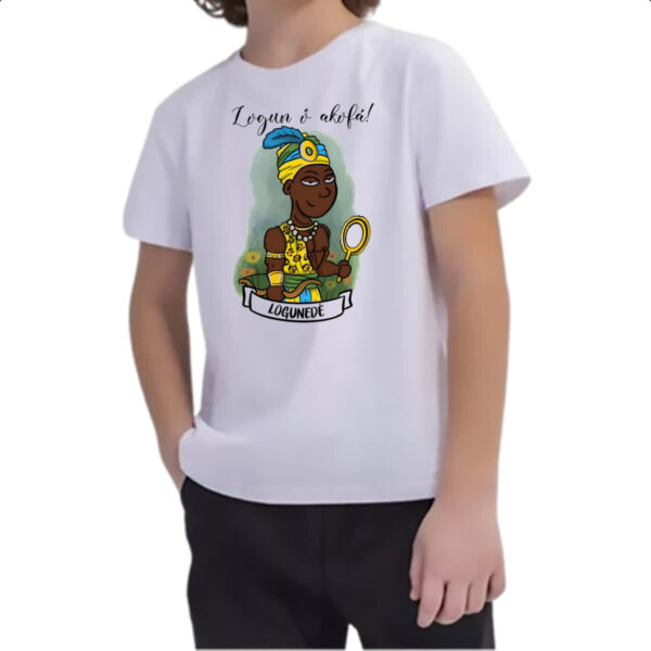 Camiseta Infanto Juvenil Orixas Cartoon Logunede Logun o akofa - Imagem 2