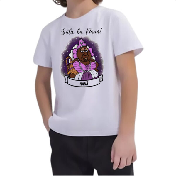 Camiseta Infanto Juvenil Orixas Cartoon Nana Salu ha nana - Imagem 2