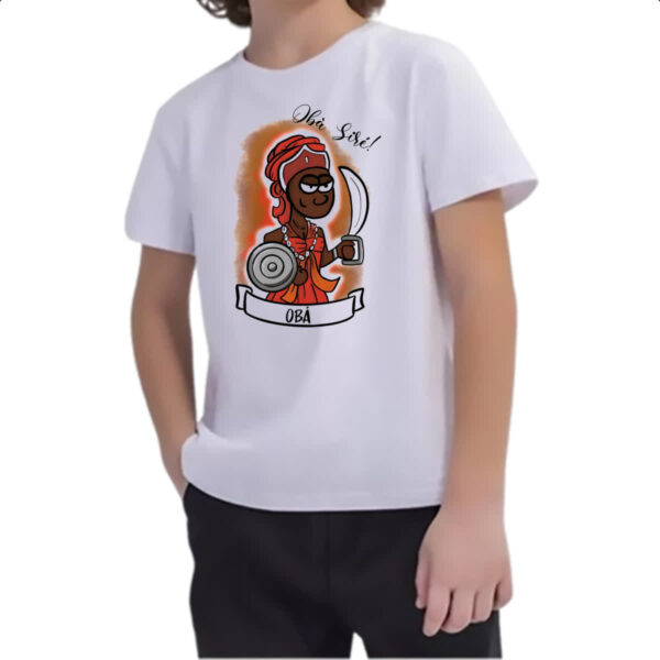 Camiseta Infanto Juvenil Orixas Cartoon Oba sire - Imagem 2