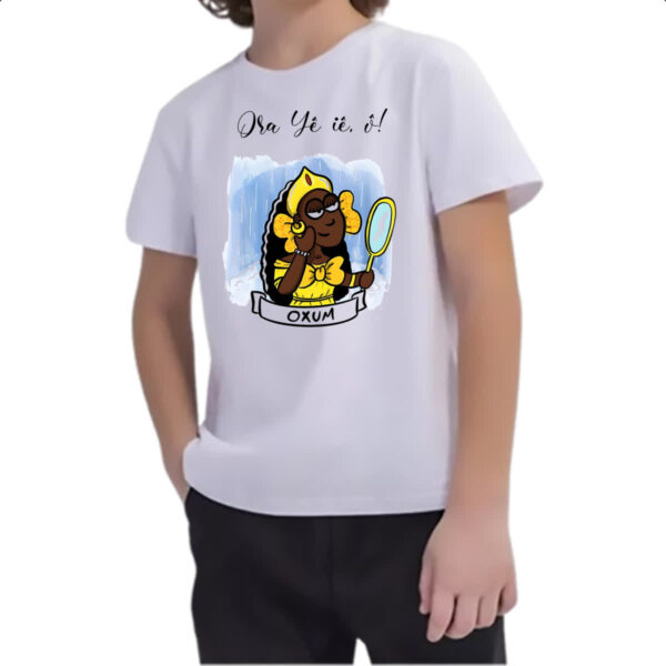 Camiseta Infanto Juvenil Orixas Cartoon Oxum Ora Ye ie o - Imagem 2