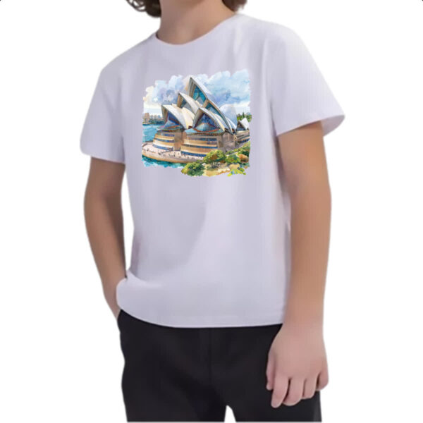 Camiseta Infanto Juvenil Opera de Sydney watercolor - Imagem 2